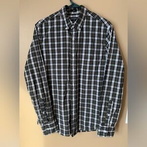 J Crew Mercantile Flex Slim Men’s Button Down Plaid Medium Green Brown SZ M